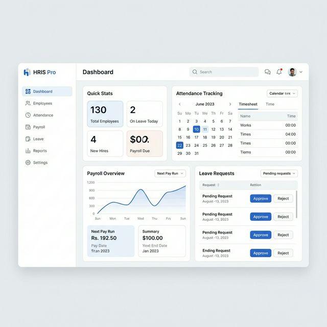 HRIS Dashboard mockup